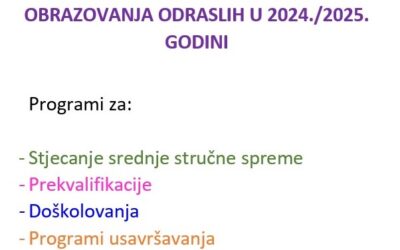 POČELI SU UPISI U PROGRAME OBRAZOVANJA ODRASLIH U 2024./2025. GODINI